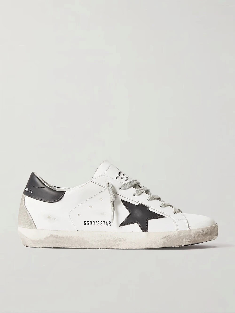 Golden Goose Super-Star Distressed Leather Sneakers in White, EU 35/ US 5